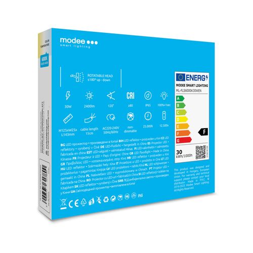 Modee Lighting LED Προβολέας E-series Slim 30W 120° 6000K 2400 lm ERP
