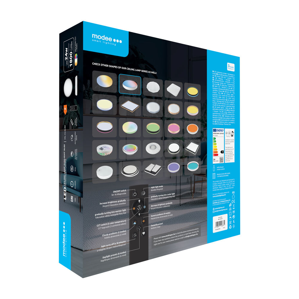Modee Φωτιστικό οροφής LED Sunlight SL02 24W 4000K+RGBIC D380x76mm (1800 lumens) ERP