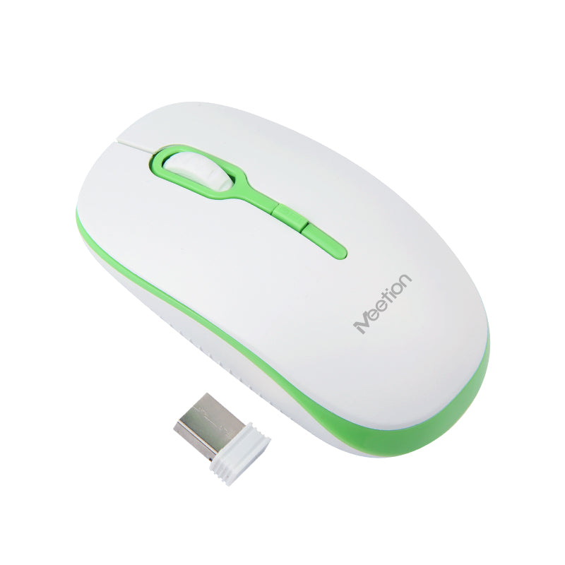 Meetion MT-R547 Ασύρματο Ποντίκι 2.4G Άσπρο & Πράσινο