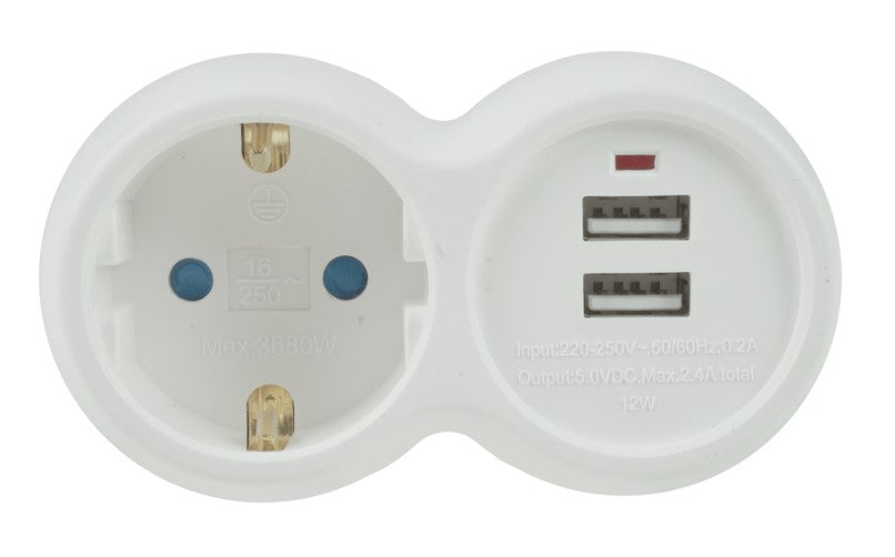 Technik Professional Πρίζα 1 Θέση + 2 USB-A 16A