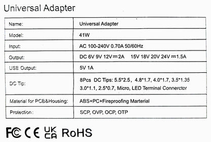 ATC Τροφοδοτικό 41W Switching με 8 κεφαλές 6V-24V